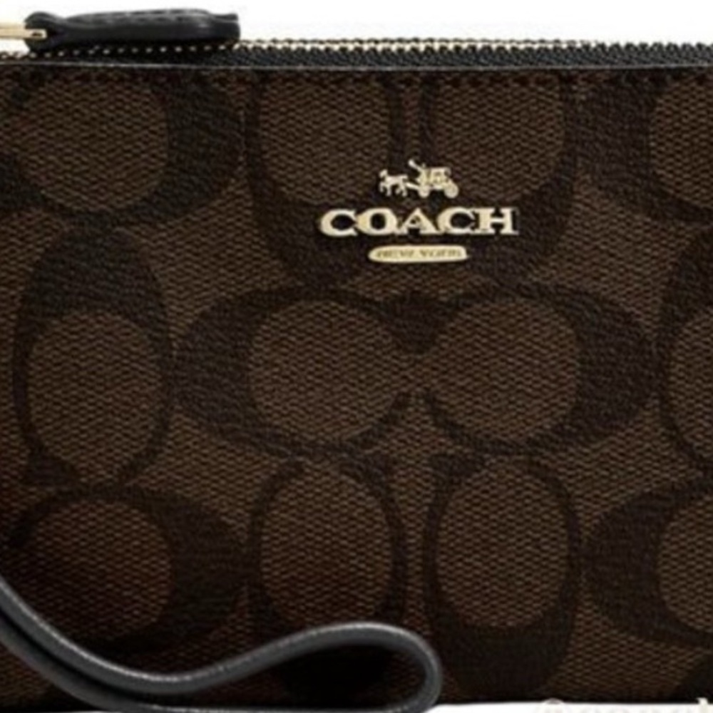 Coach Double Corner Zip Wristlet In Signature Canvas - Picture 14 of 15